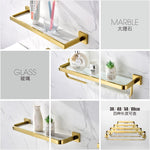 30cm Glass Shelf 304 Stainless Steel Bathroom Accessories Bathroom Organizer Brushed Gold Corner Storage Holder Shelves