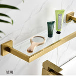 30cm Glass Shelf 304 Stainless Steel Bathroom Accessories Bathroom Organizer Brushed Gold Corner Storage Holder Shelves