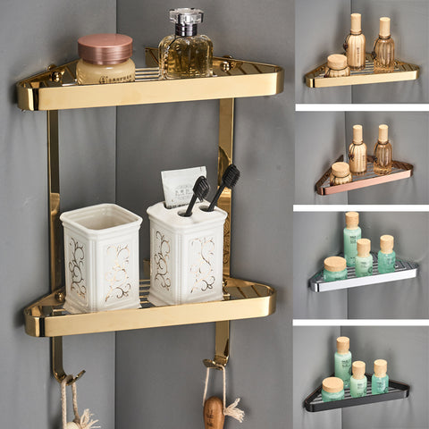 Corner Shelf Brass Bathroom Shower Rack Black Oil Bath Shower Shelf Bath Shower Caddy Rack Holder Wall Mounted Bathroom shelf