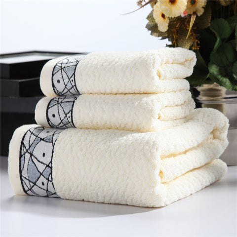 3-Pieces Silid Color Luxury Cotton Towel Set Face Towel Bath Towels For Adults High Absorbent toallas Toalha de banho