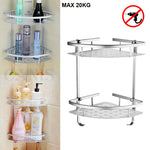 2 Tier Bathroom Shelf Aluminum Triangular Rack Bathroom Accessories Storage Organizer For Shampoo Soap Cosmetic Basket Holder