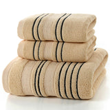 3-Piece Striped 100% Cotton Towel Set One Piece 70*140cm Bath Towel Two Pieces 34*74cm Face Towels Soft Towel Set Home Textile