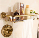 High quality New Arrivals total brass antique bathroom shelves with towel bar bathroom shampoo holder bathroom accessories