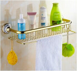 High quality New Arrivals total brass antique bathroom shelves with towel bar bathroom shampoo holder bathroom accessories