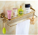 High quality New Arrivals total brass antique bathroom shelves with towel bar bathroom shampoo holder bathroom accessories