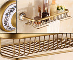 High quality New Arrivals total brass antique bathroom shelves with towel bar bathroom shampoo holder bathroom accessories